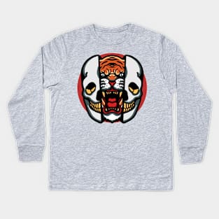 tiger in skull Kids Long Sleeve T-Shirt